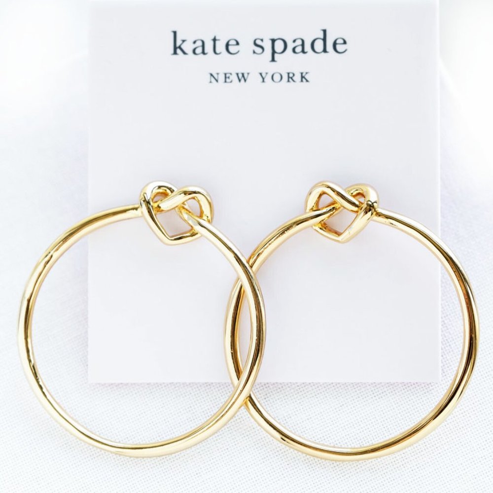 kate spade Loves Me Knot Gold Hoop Earrings - Picture 4 of 6